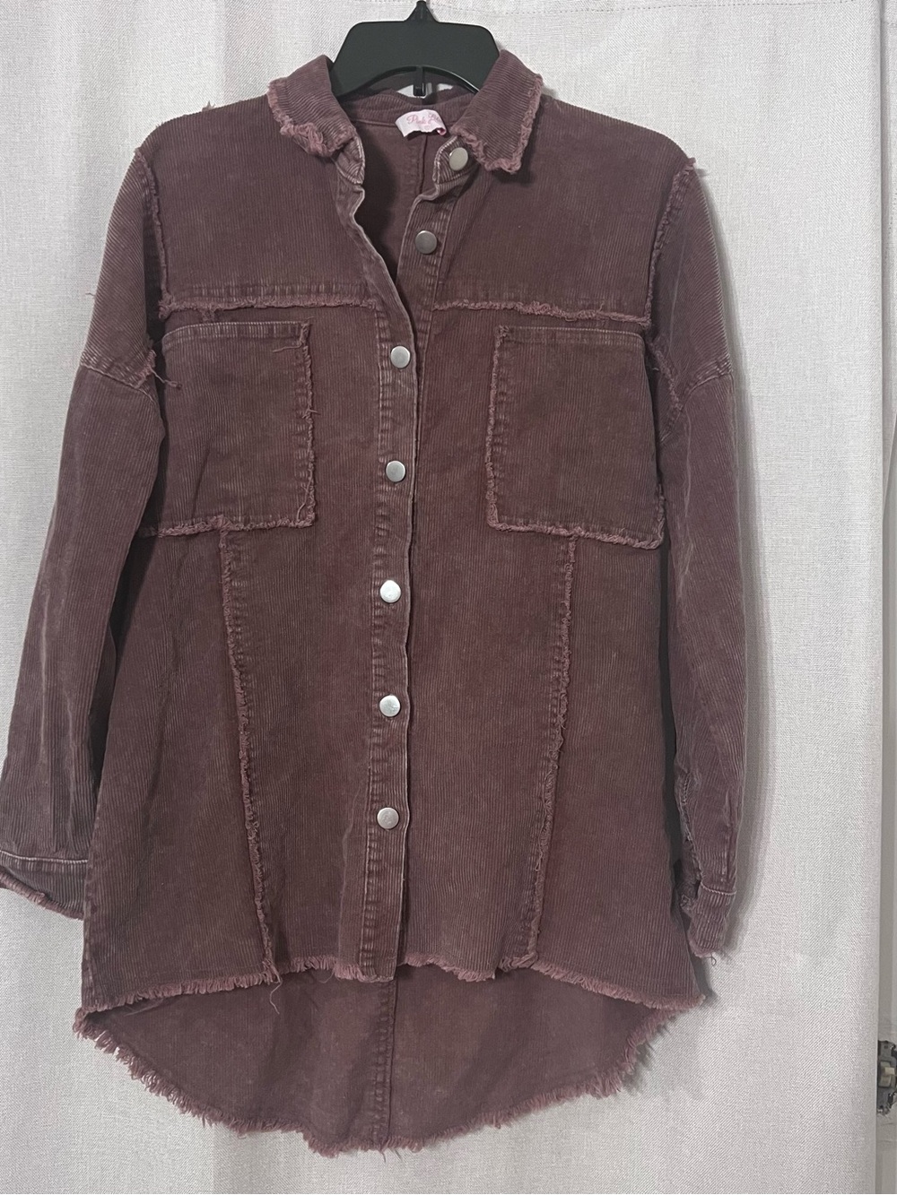 Pink Lily Brown Corduroy Shacket Jacket